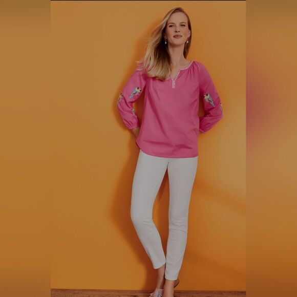 TALBOTS | PARROT EMBELLISHED VOILE POPOVER Size Xl - Picture 2 of 7